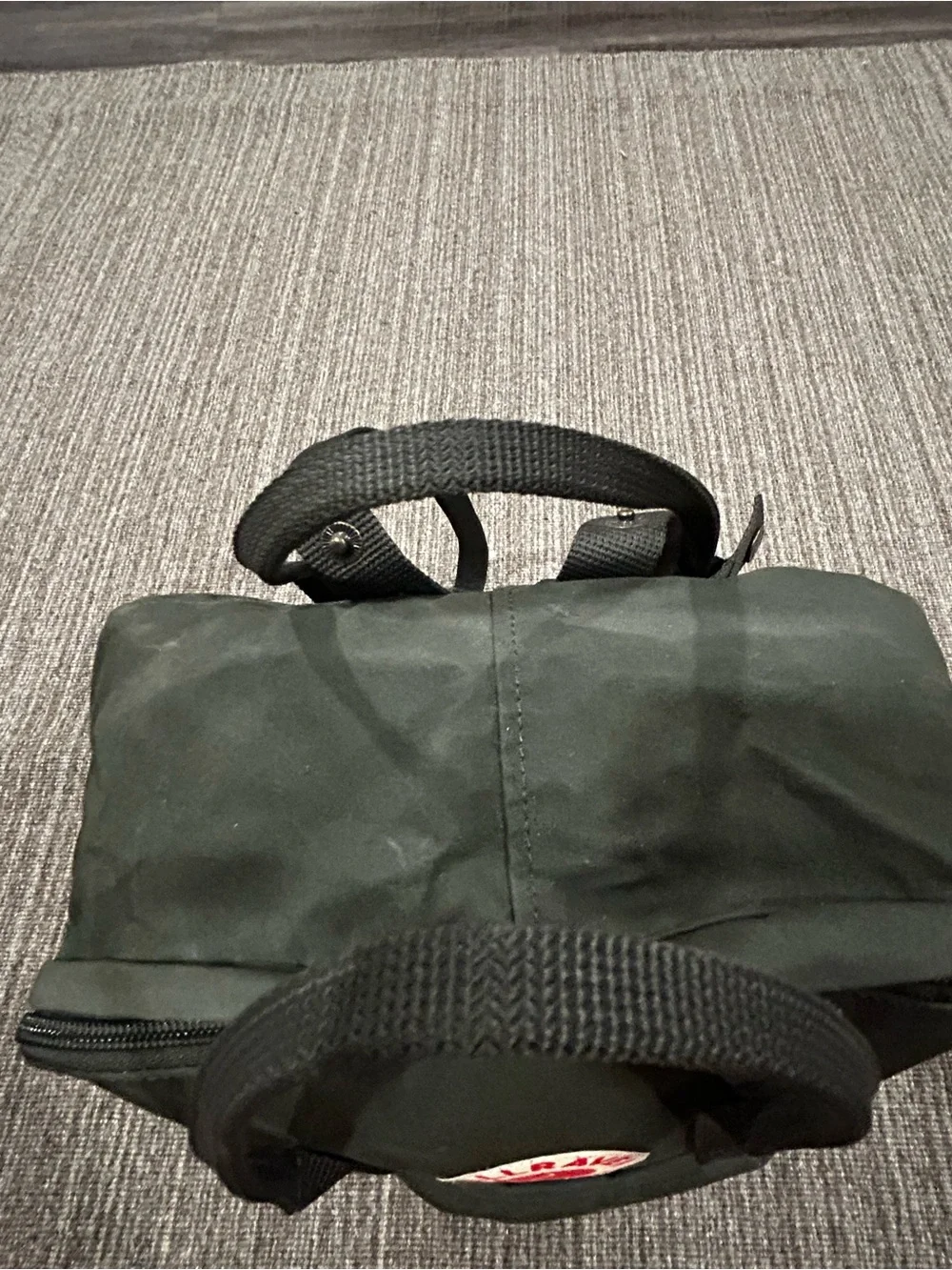 Fjallraven Kanken Backpack in Dark Green with Red Logo